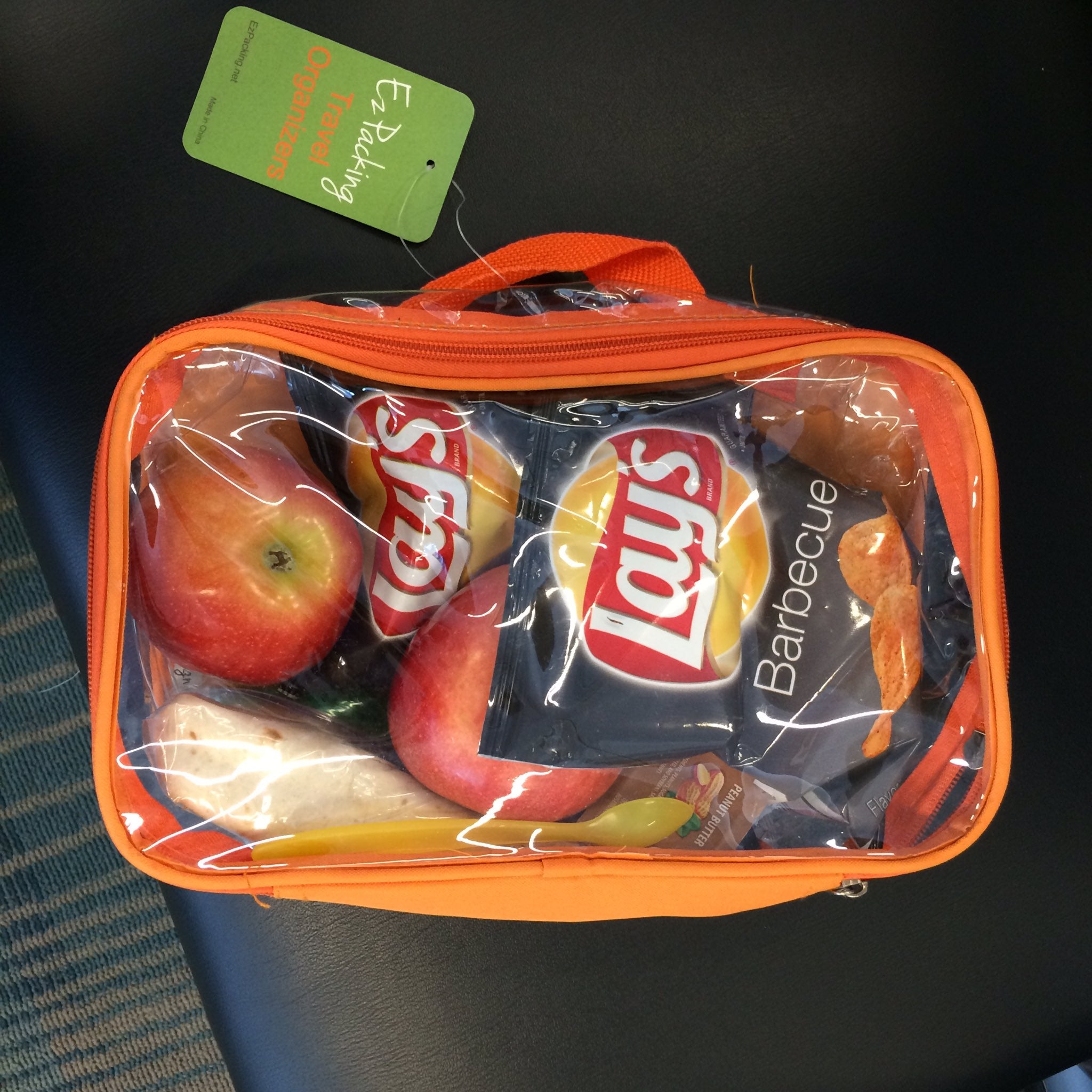 Snacks in an orange small cube