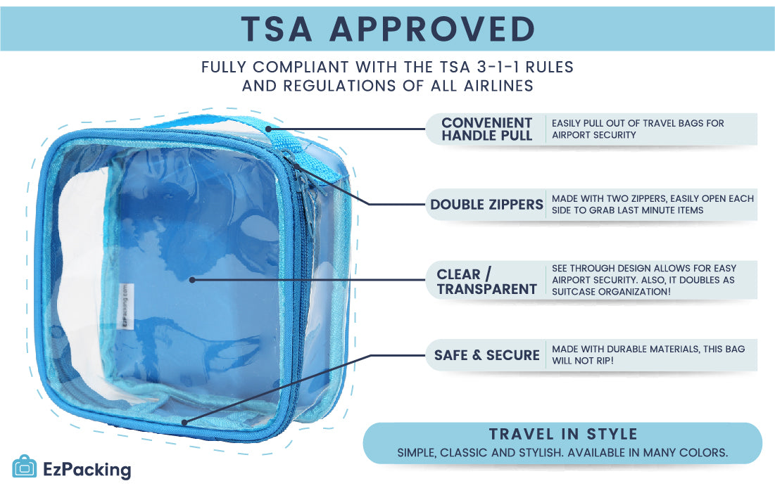 What Items are Allowed in My TSA Approved Clear Toiletry Bag? – EzPacking, Inc