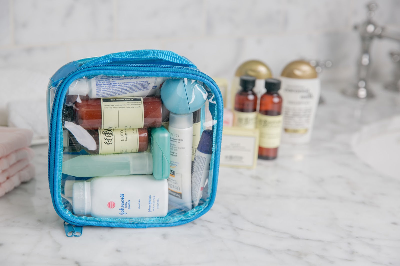 Toiletry essentials inside extra small cube