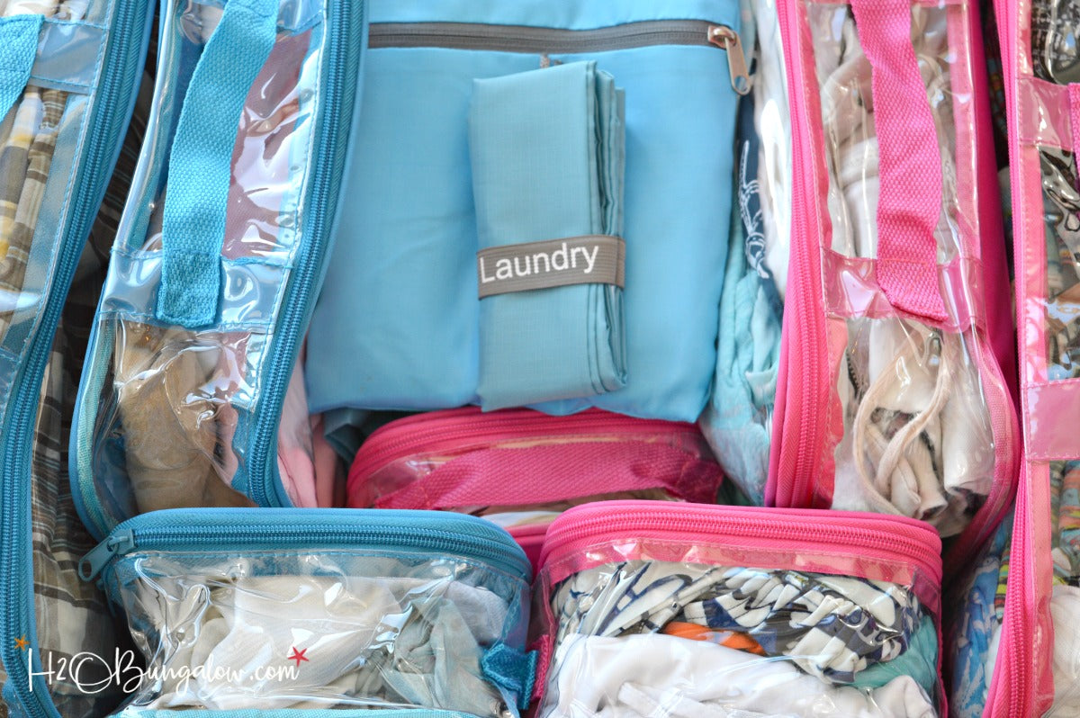 Travel Laundry Bag and Clear Cubes