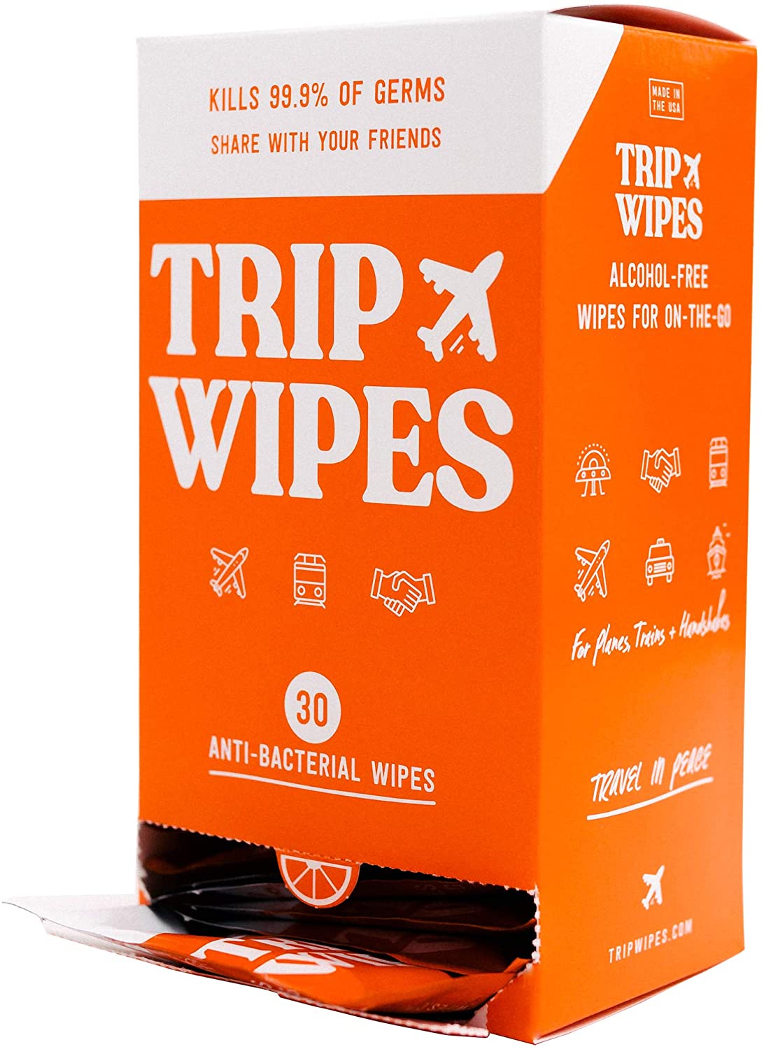 Trip Wipes alcohol-free antibacterial hand wipes