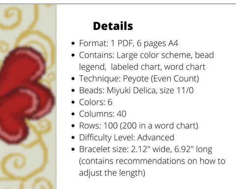 Details of the Linked Hearts beading pattern