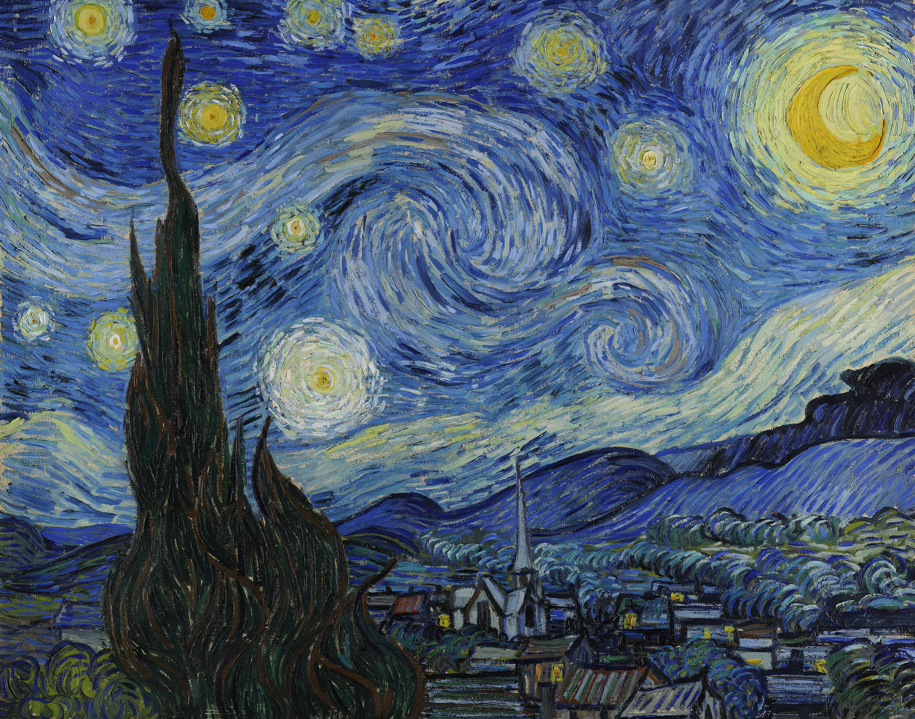 Van Gogh - Sterrennacht 40x50cm - 24 kleuren - (Morgen in huis)