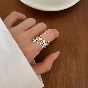 Sterling Silver Vintage Flower Adjustable Ring - leanonjewelry