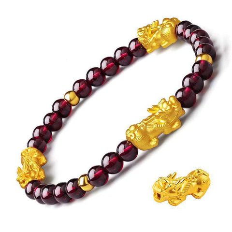 Pixiu Garnet Beads Wealth Bracelet