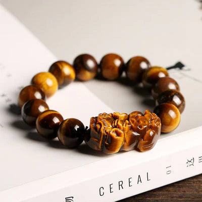 Natural Tiger Eye Feng Shui Pixiu Healing Bracelet