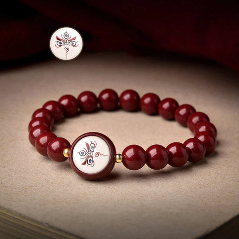 INNERVIBER Cinnabar Five Wealth Gods Five Elements Luck Prosperity Protection Bracelet