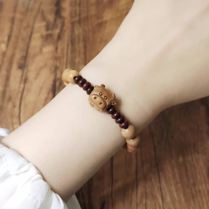 INNERVIBER Peach Wood Small Leaf Red Sandalwood Protection Bracelet Bracelet INNERVIBER 4