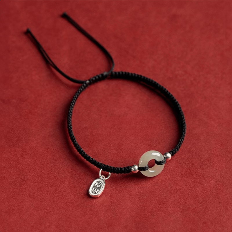 Peace Buckle Black String Bracelet