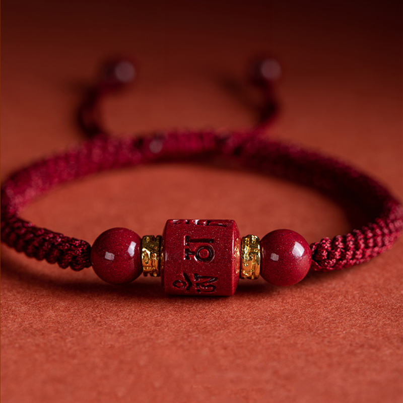 INNERVIBER Cinnabar Om Mani Padme Hum Protection Lucky Bead Braid String Bracelet Bracelet INNERVIBER 6