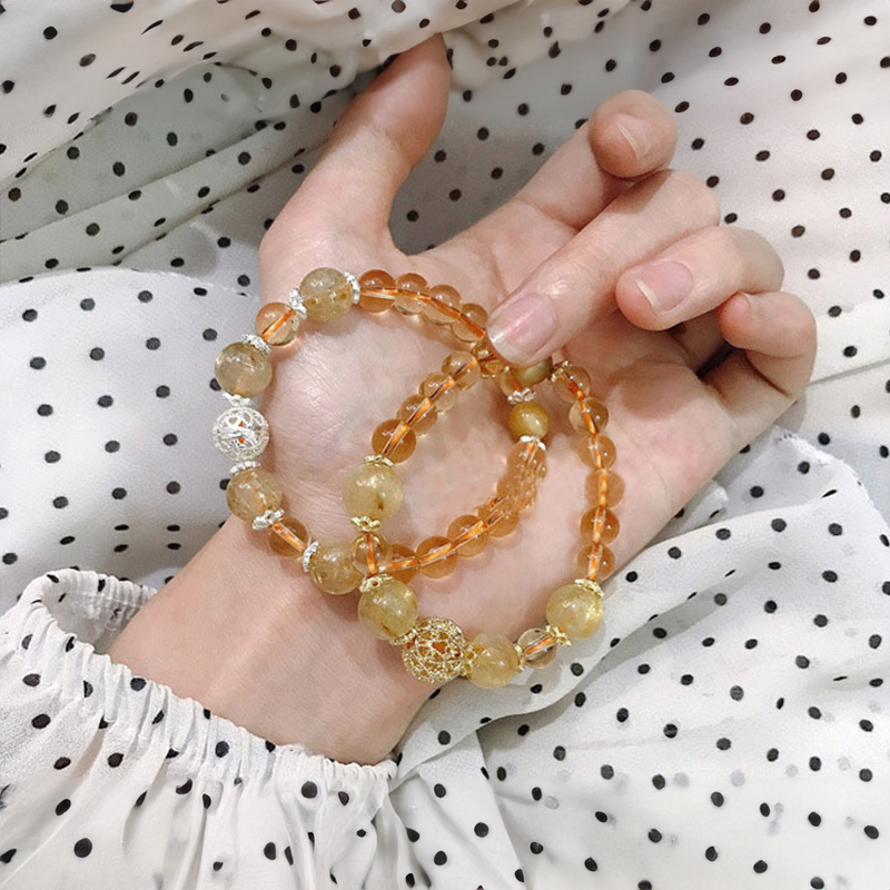 INNERVIBER Gold Rutilated Quartz Citrine Crystal Wealth Bracelet Bracelet INNERVIBER 5