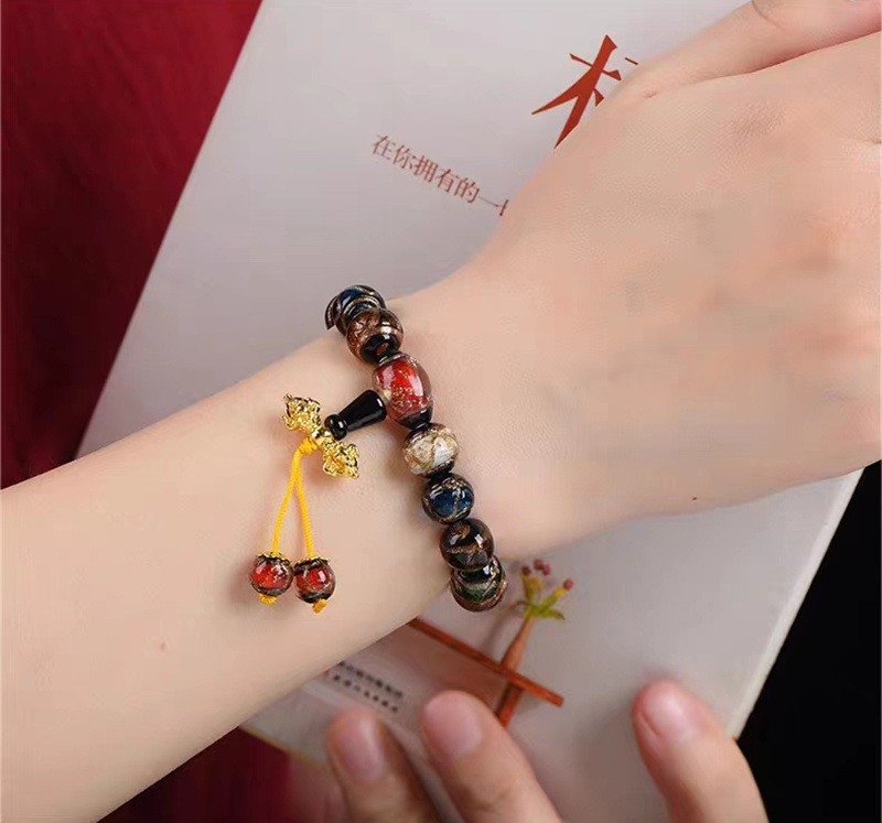 INNERVIBER Incense Ash Glass Cinnabar Gold Swallowing Beast Attract Love Bracelet Bracelet INNERVIBER 3