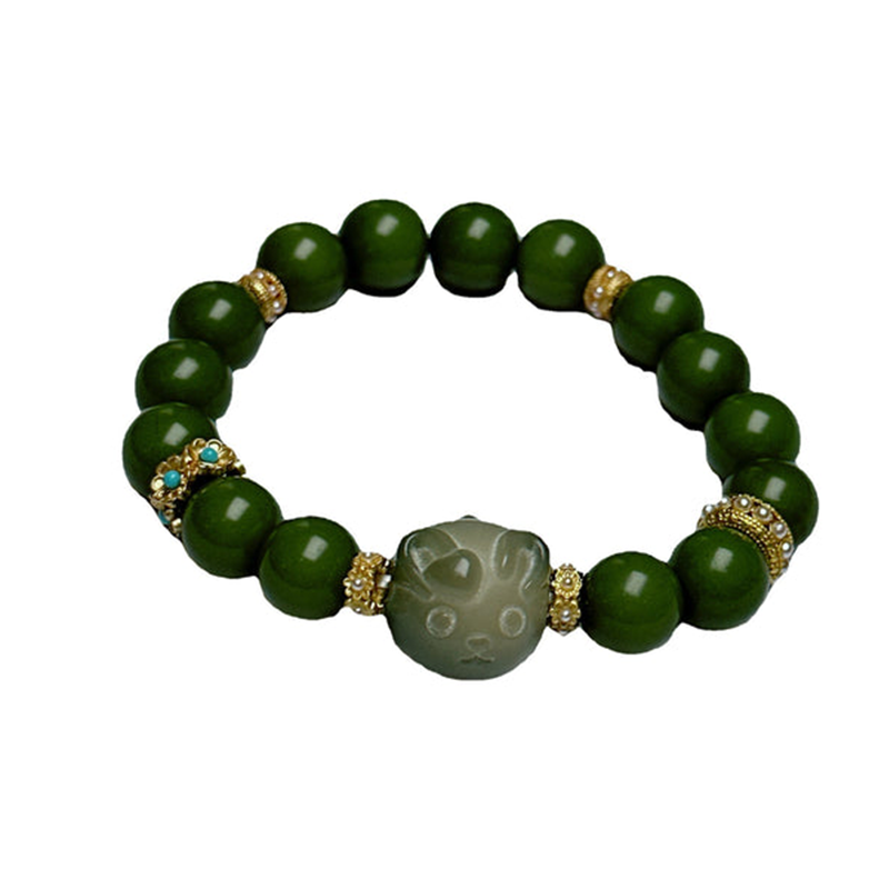 INNERVIBER Milky Rabbit Collectible Green Bodhi Buddha Beads Bracelet Bracelet INNERVIBER 6
