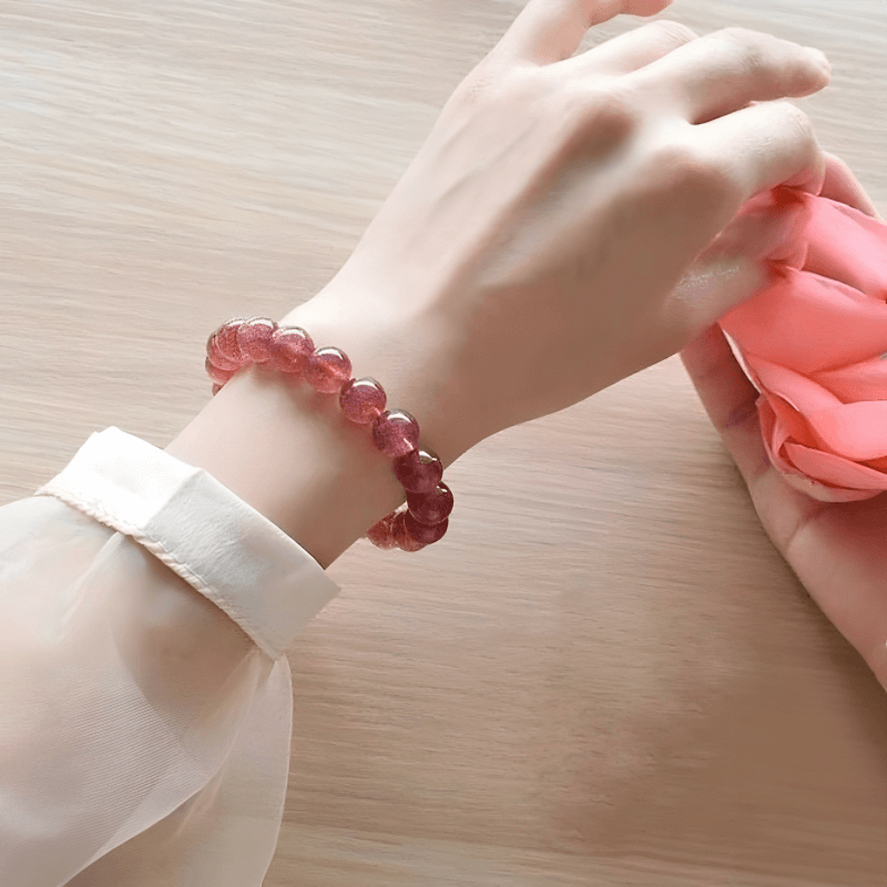 INNERVIBER Natural Pink Crystal Rose Quartz Lucky in Love Bracelet Bracelet INNERVIBER 4