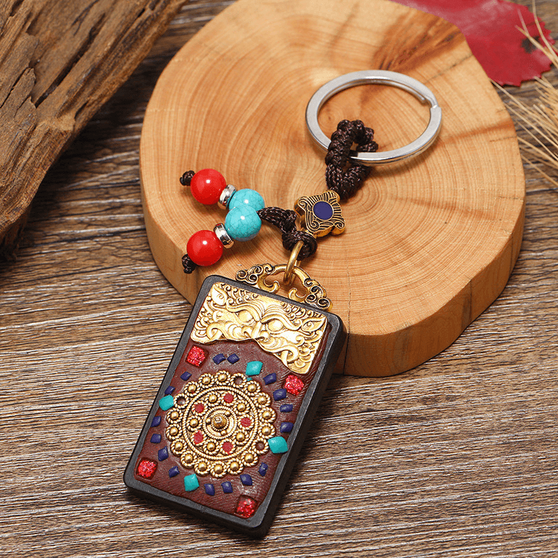 Blessing Ebony Thangka Keychain 2