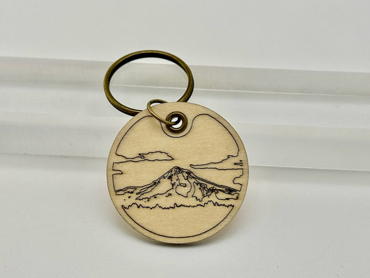 Key Chain Maple Wood/Gray Frame w/GT Logo Laser Engraved