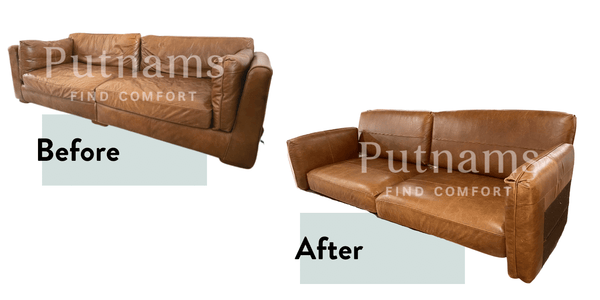 leather sofa cushions before and after refilling UK Putnams