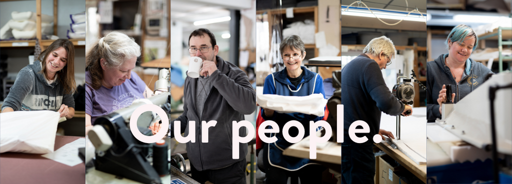 made in Devon, UK our people manufacturing textiles