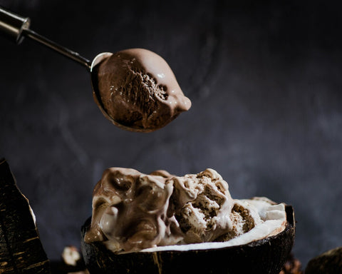 Scooping chocolate ice cream