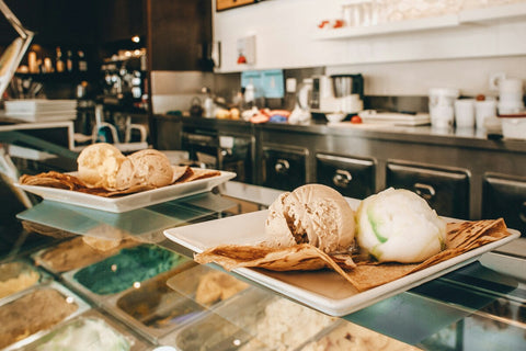 An ice cream on a plate