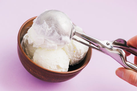 A scoop full of ice cream