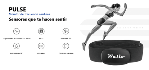 Banda con Sensor de Frecuencia Cardiaca WALIO PULSE - Voy en Bikebanda  pulsometro igp sport voy en bike