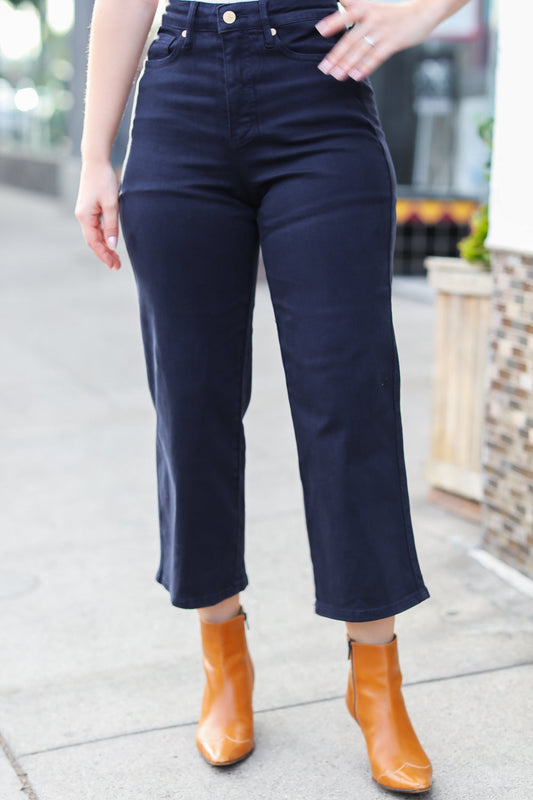 Going Your Way Black Corduroy High Rise Tapered Leg Pants – The