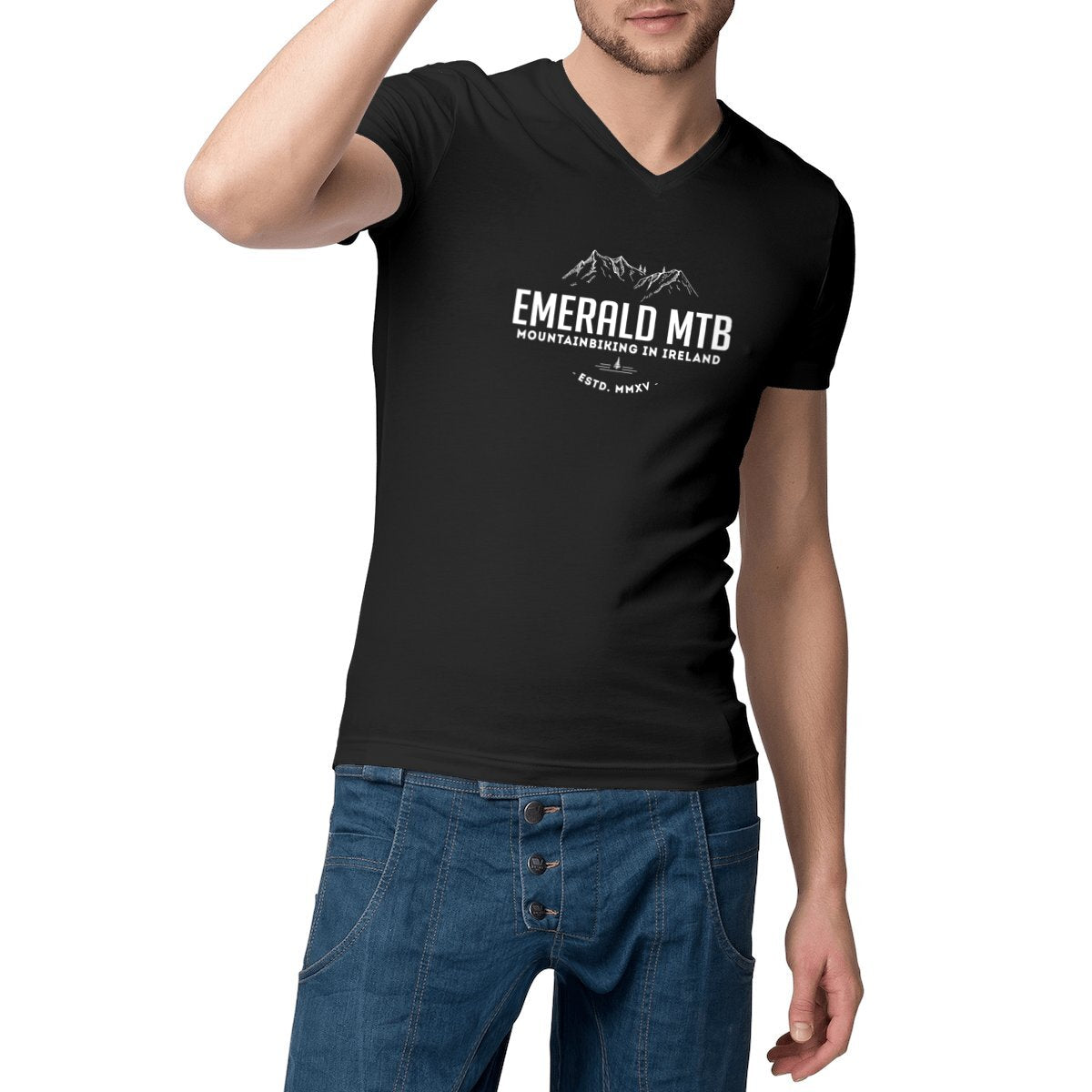 Emerald MTB Black V Neck T-Shirt