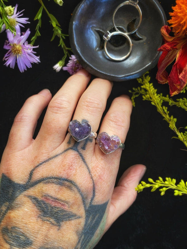 Amethyst Druzy Rings on Sterling Silver - Size 5.5 - 9.5 - Keven Craft Rituals