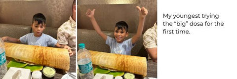 My youngest trying the “big” dosa for the first time.