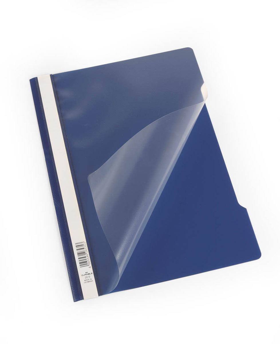 Durable Clear View Folder Plastic with Index Strip Extra Wide A4 Blue Ref  257006 [Pack 50]