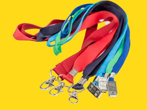 breakaway lanyards and badge holders in school colors