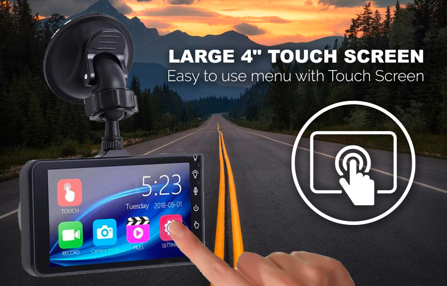 4th Gen Dual DVR Dash Cam with Touch Screen - 2 Cam System