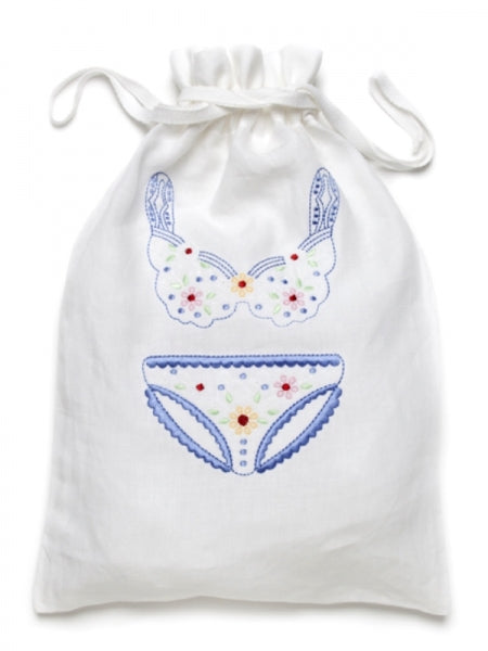 Lingerie Bag, White Cotton/Linen
