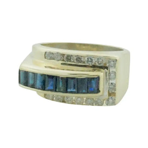 Retro Sapphire and Diamond Ring in Yellow Gold - Grand Jewels of Wailea