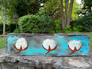 Three Cotton Bolls - Billy Moore Folk Art