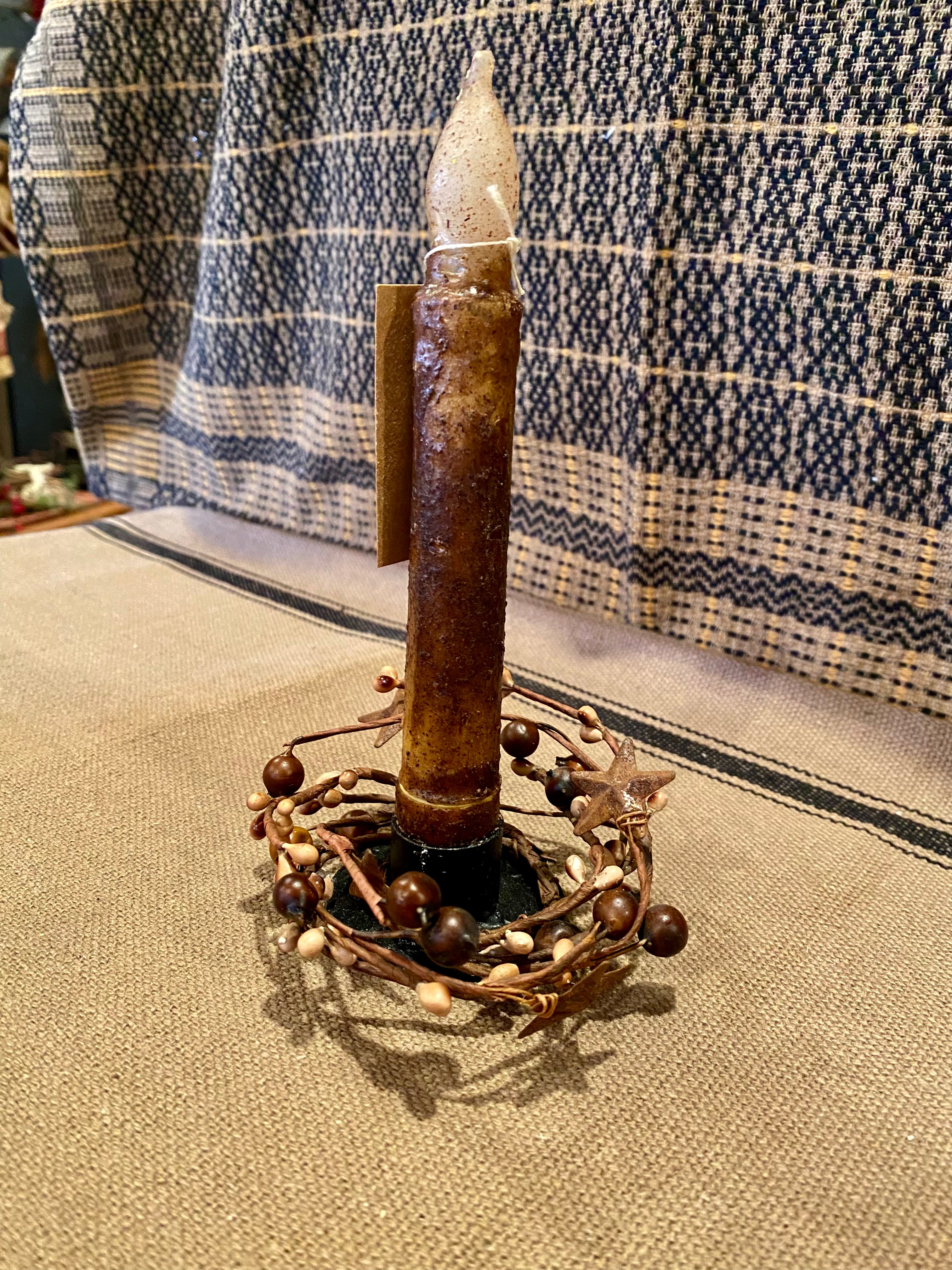 2.5" Mustard and Brown Pip Berry Ring w/ Rusty Stars