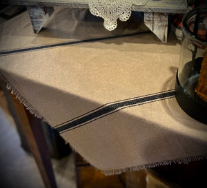 Grain Sack Beige-Black Table Square 52" - Uniquely Primitive