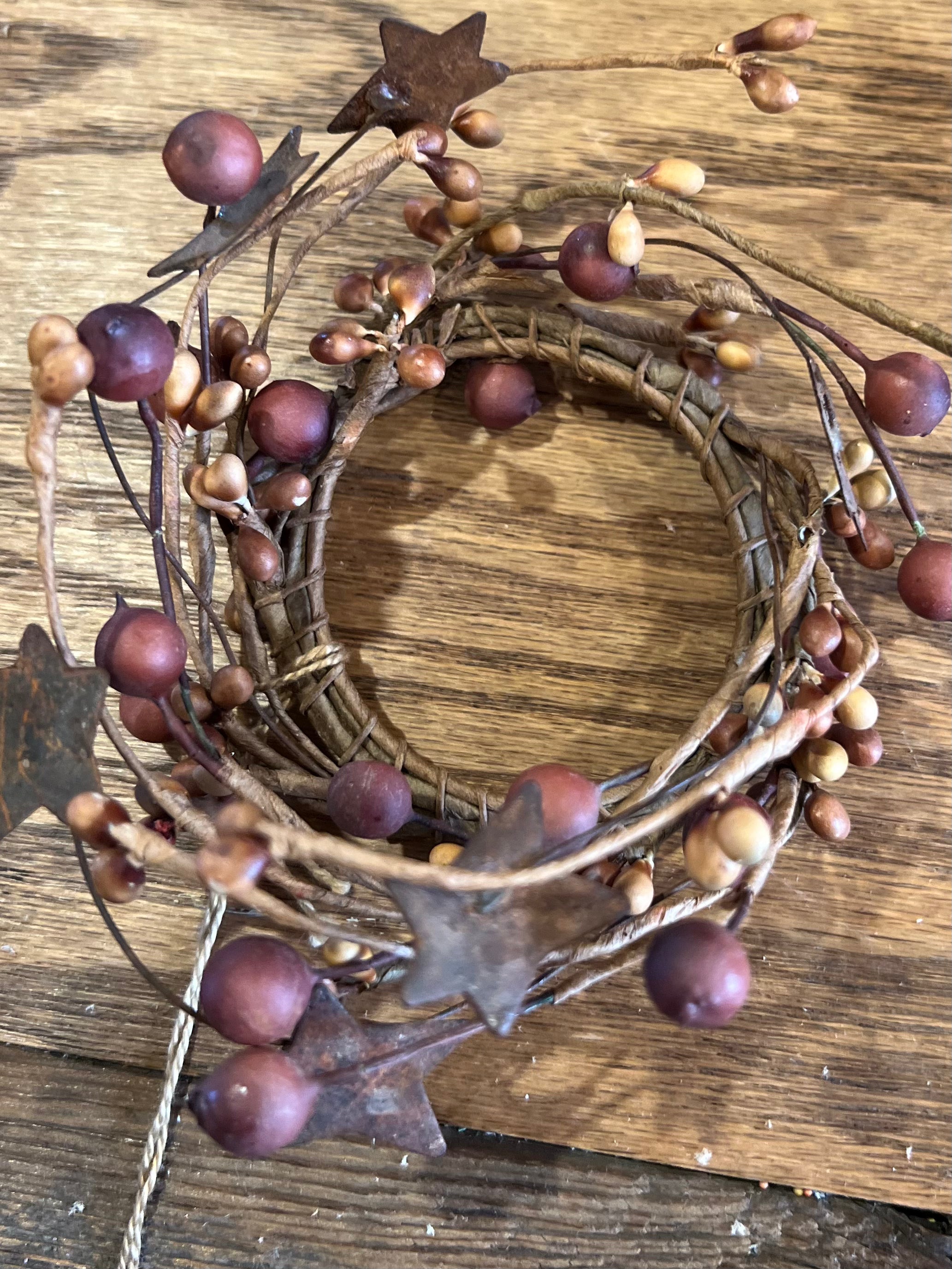 1.5 Mustard and Brown Pip Berry Ring w/ Rusty Stars