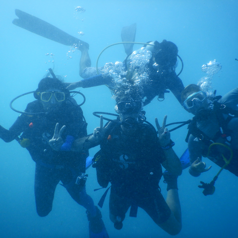 family scuba diving