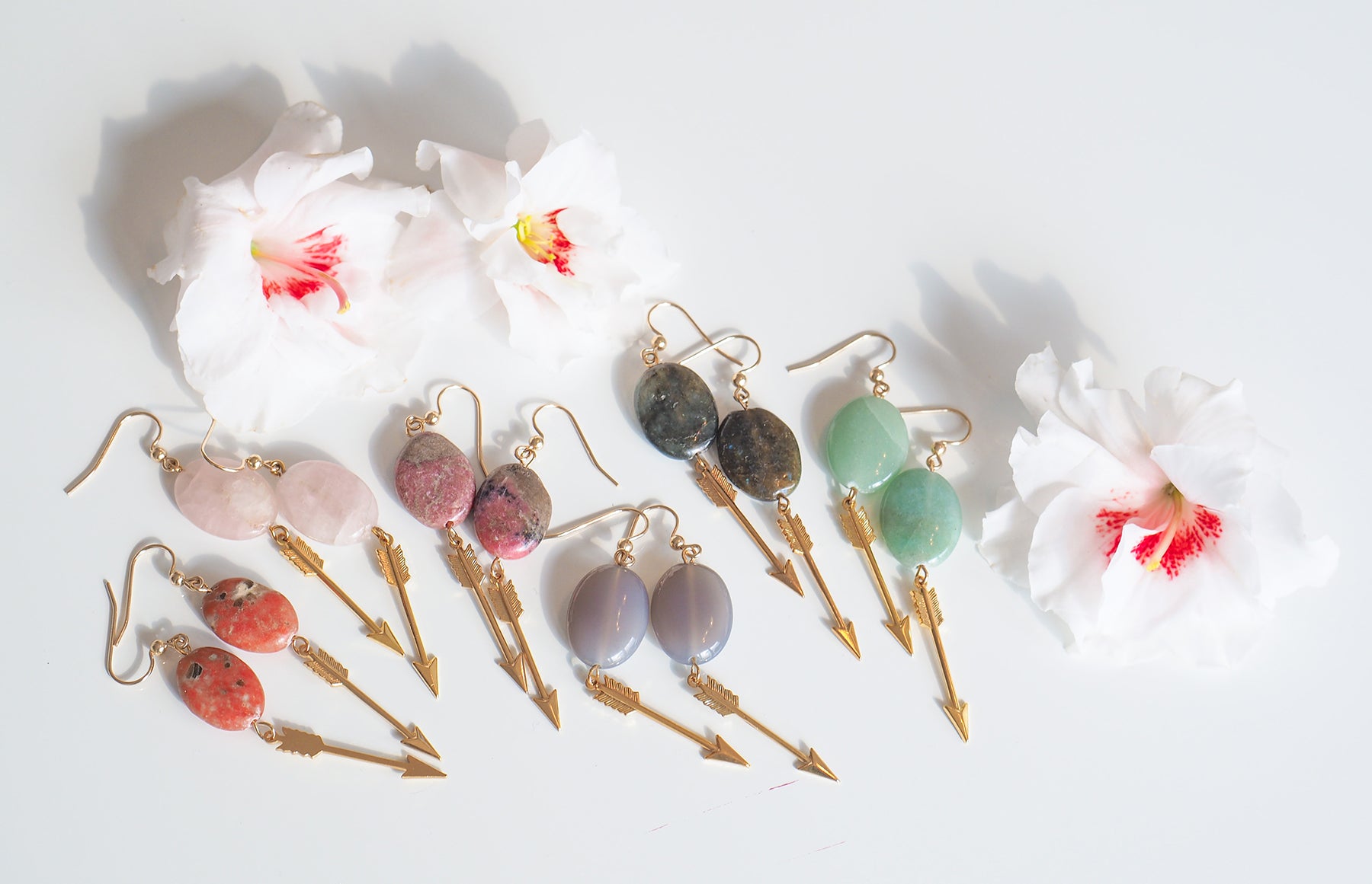 boucles d'oreilles Diane et fleurs