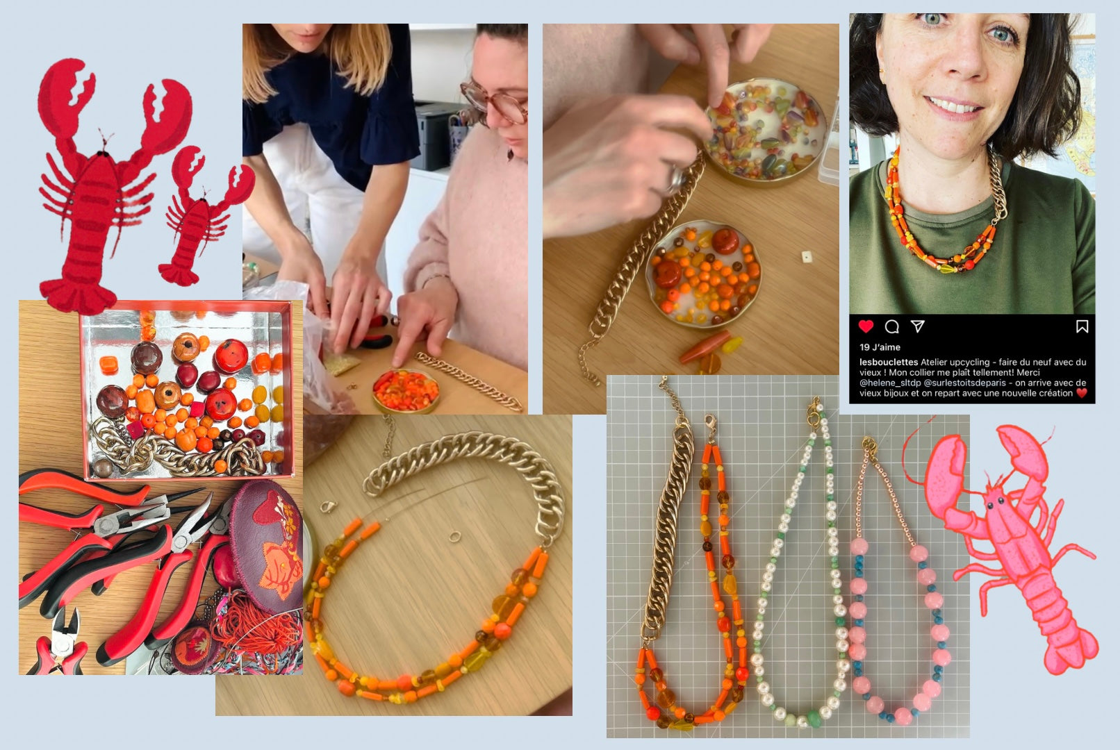 création de 3 colliers - atelier upcycling Boulogne 25 mars 2023