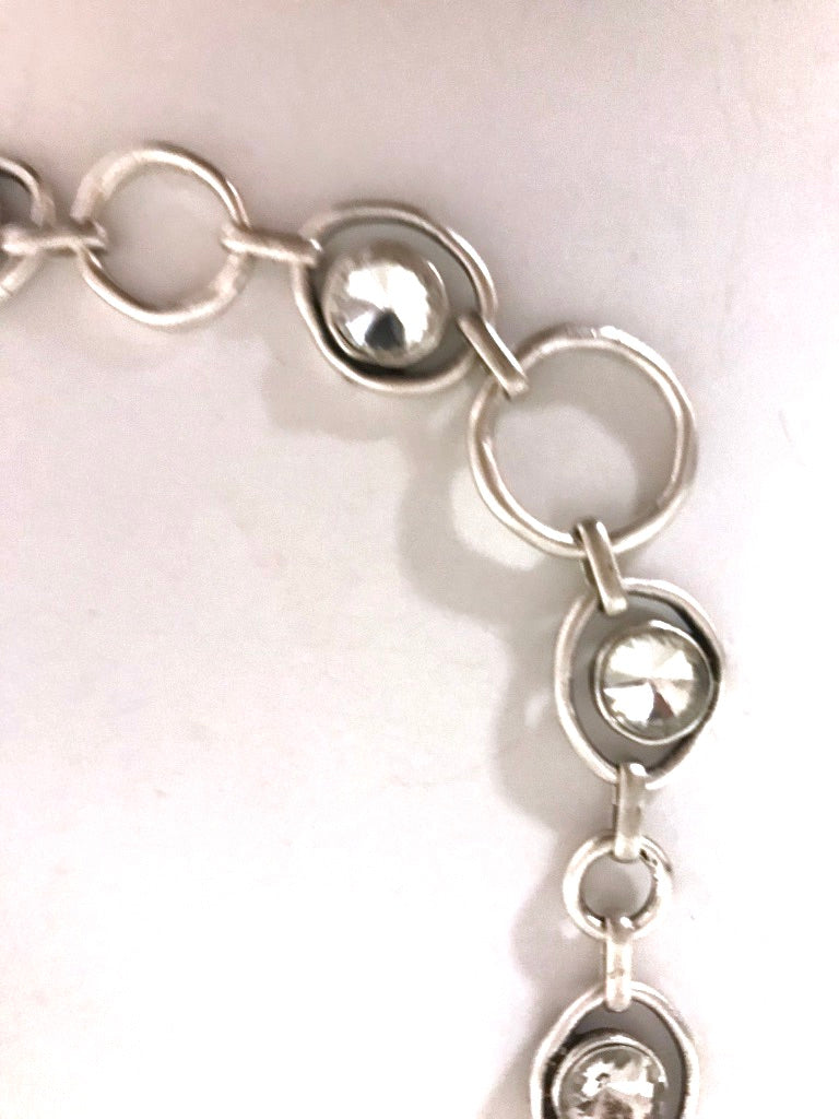 Silver Circles and Crystals Necklace