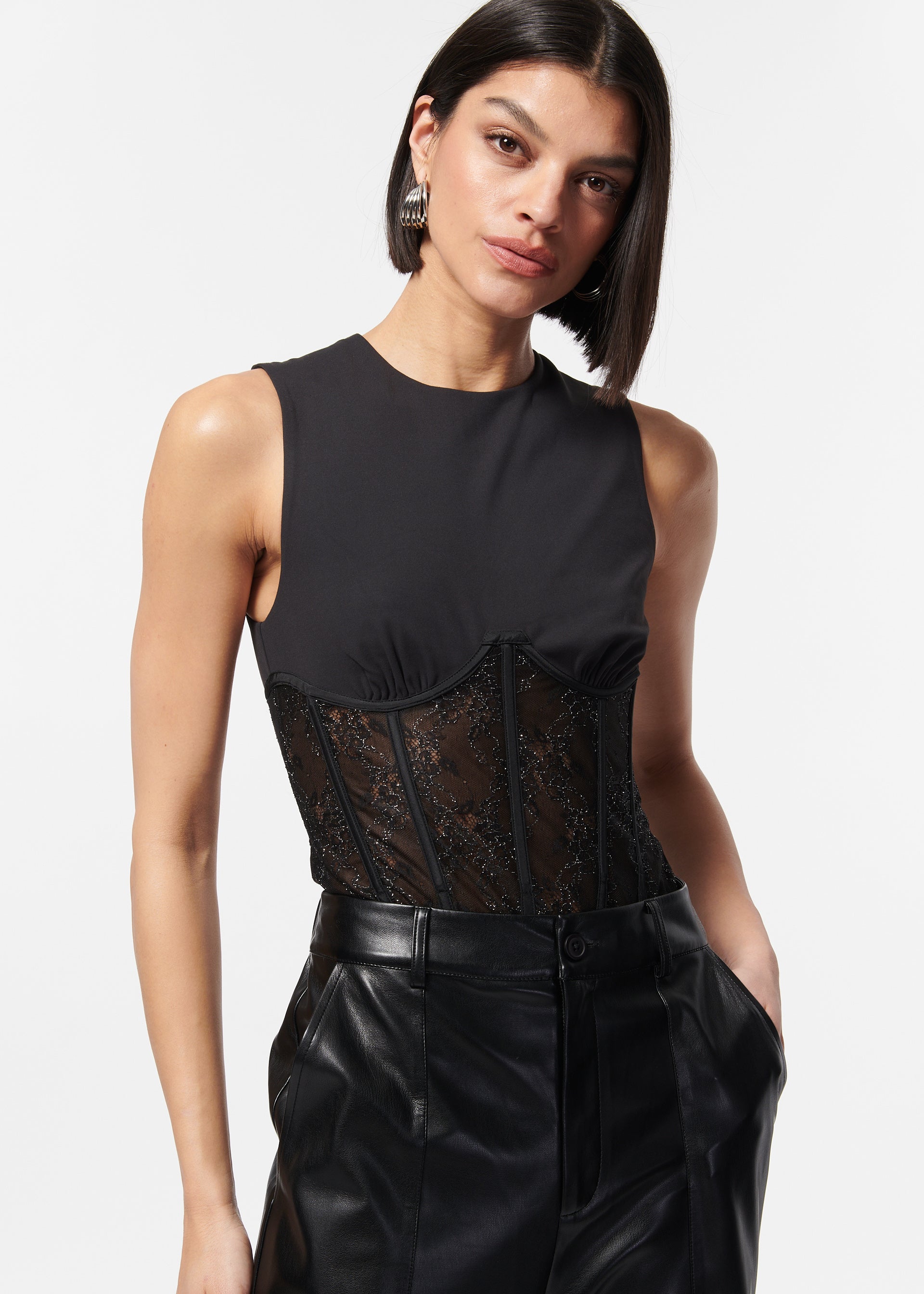 $298 Cami NYC Women's Black Reina Strapless Lace Bodysuit Size X