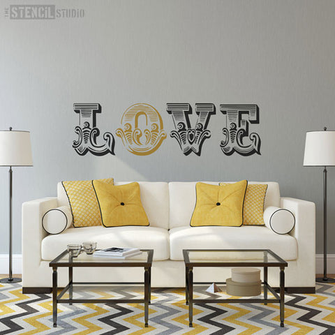 LOVE Circus Letter stencils from The Stencil Studio - Stencil Size XL