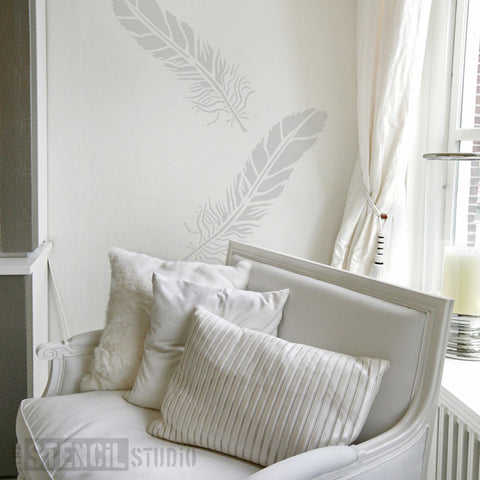 Feather Wall Stencil