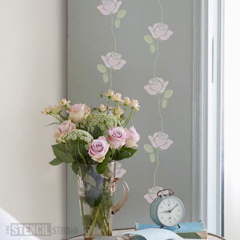 Summer Rose Flower Wall Stencil