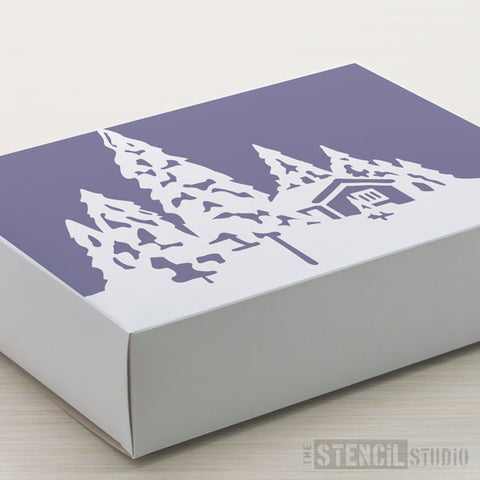 Snow Scene Stencil For Christmas Crafts