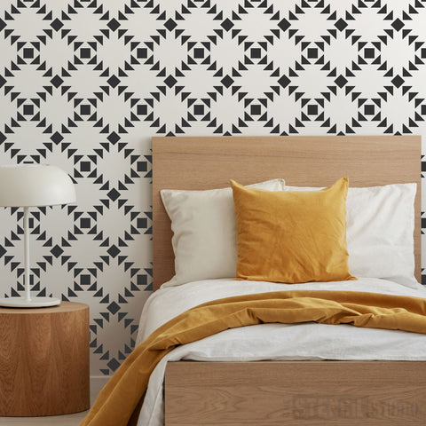 Checkers Repeat Pattern Wall Stencil