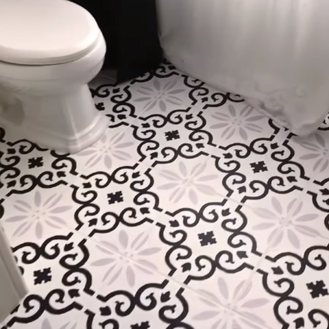 The Stenciled Bathroom Floor